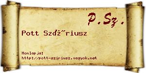 Pott Szíriusz névjegykártya